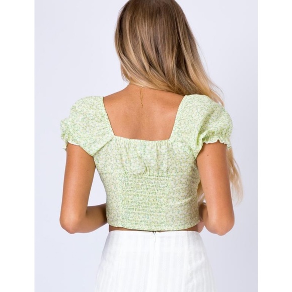 PRINCESS POLLY Laguna Floral Top in Green Size 8 - Picture 9 of 10